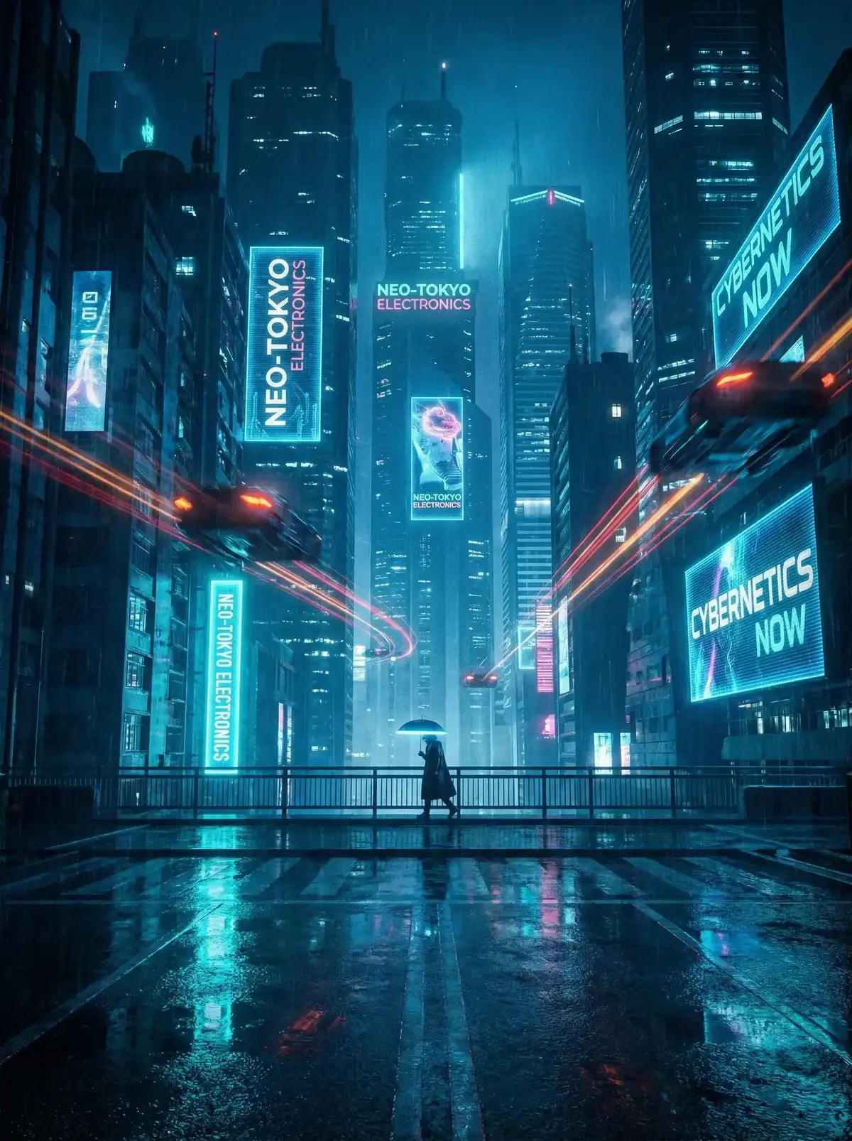寸止挑战 - 赛博朋克都市夜景与飞行器
